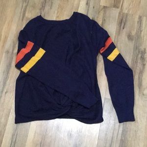 Blush & Bloom | Navy Blue Crew Neck Scrunched Sweater | Sz M